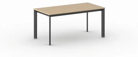 Kancelársky stôl PRIMO INVITATION, čierna podnož, 1600 x 800 mm, biela