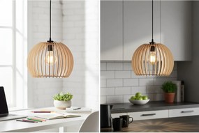 Závesné svietidlo Timber 6, 1x drevené tienidlo, (fi 32 cm)