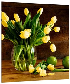 Obraz žltých tulipánov vo váze (30x30 cm)