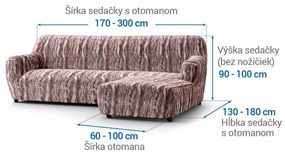 Bielastické poťahy OCEANO NOVÉ hnedo-vínové sedačka s otomanom vpravo (š. 170 - 300 cm)