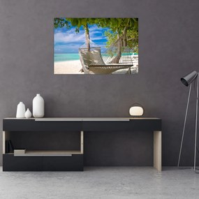 Obraz - Hojdacia sieť na pláži (90x60 cm)