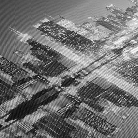 Obrázok - New York a fialový mrakodrap (s hodinami) (90x30 cm)