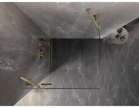 Mexen Lunar, výklopný sprchový kút ľavý 70 x 70 cm, 8mm číre sklo, zlatý kartáčovaný - 834-070-070-55-00-L