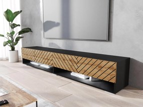 TV stolík/skrinka Adenik 180 MDF, Farby: biela / biela fala, Osvetlenie: osvetlenie LED RGB - farebné