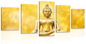 5-dielny obraz zlatá socha Budhu