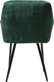 Tmavozelené jedálenské kreslo MARLEN VELVET s čiernymi nohami