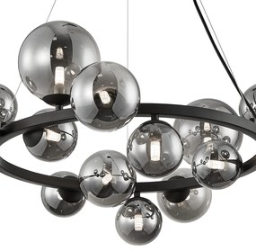 Závesné svietidlo Mila, 14x grafitové sklenené tienidlo, b, o
