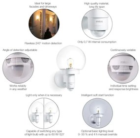 Steinel 657413 - Vonkajšie senzorové svietidlo L 115 S 1xE27/60W/230V IP44