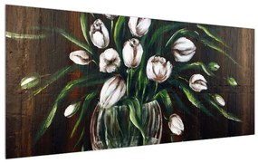 Obraz tulipánov vo váze (120x50 cm)