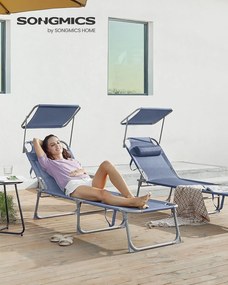SONGMICS Lehátko, Skladacie ležadlo 193 x 53 x 29 cm, Modré