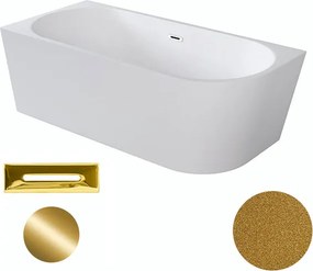 Besco Akrylátová voľne stojaca rohová vaňa Zoya Glam Z 150x75 (170x80) biela/zlatá BESCO-Typ výpuste: Click-Clack s prepadom, grafit, BESCO-Rozmery: …