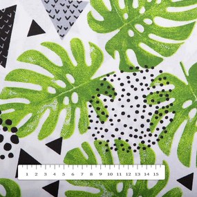 Biante Bavlnený oválny obrus Sandra SA-175 Zelené listy Monstera 120x180 cm