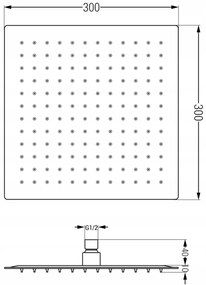 Mexen Cube, DR02 podomietkový sprchový set s dažďovou sprchou 30x30 cm (6v1), chrómová, 77502DR0230-00