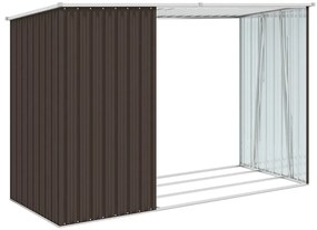 Záhradná kôlňa na palivové drevo hnedá 245x98x159 cm pozinkovaná oceľ