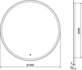 Mexen Gobi, LED okrúhle kúpeľňové zrkadlo s podsvietením 100 cm, 6000K, ochrana proti zahmlievaniu, 9801-100-100-611-00