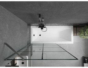 Mexen Next, 1-krídlová vaňová zástena 100 x 150 cm, 6mm číre sklo - čierny vzor, brúsený grafit, 895-100-000-00-77-66