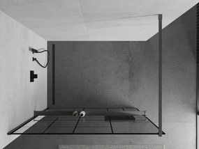 Mexen Kioto+, sprchová zástena Walk-In s poličkou a vešiakom 80 x 200 cm, 8mm číre sklo čierny vzor, grafitový profil, 800-080-121-66-78