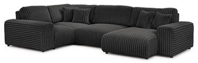 Tmavosivá menčestrová rohová pohovka (ľavý roh/do tvaru "U") Justin – Ropez