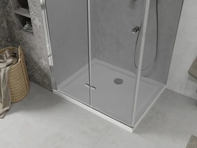 Mexen Lima, sprchový kút so skladacími dverami 70 (dvere) x 80 (stena) cm, 6mm šedé sklo, chrómový profil + slim sprchová vanička biela + chrómový sifón, 856-070-080-01-40-4010