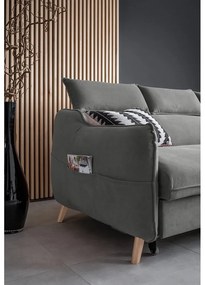 Svetlosivá zamatová rozkladacia rohová pohovka (pravý roh) Sweet Harmony – Miuform