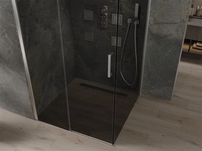 Mexen Omega, sprchovací kút s posuvnými dverami 100 (dvere) x 100 (stena) cm, 8mm sklo, chrómový profil-šedé sklo, 825-100-100-01-40