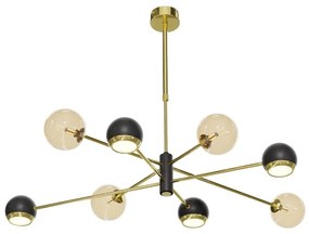 Jupiter 1972 - Luster na tyči MOKA 4xGU10/10W/230V + 4xG9/10W/230V zlatá/čierna/béžová