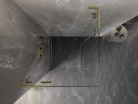 Mexen Lunar, L Duo výklopný sprchový kút 110 x 110 cm, 8mm číre sklo, zlatý matný profil, 834L-110L-110P-55-00