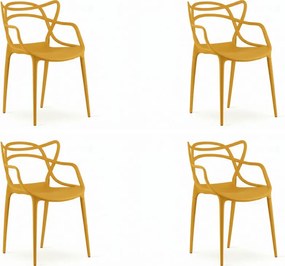 Súprava 4 ks plastových stoličiek KATO, horčicová