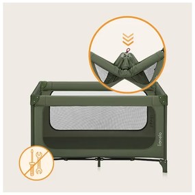 Lionelo - Cestovná postieľka JASMIN EASY FOLD Olivovo zelená