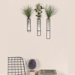 SADA 3x Nástenná dekorácia na kvety 20/25/30 cm čierna