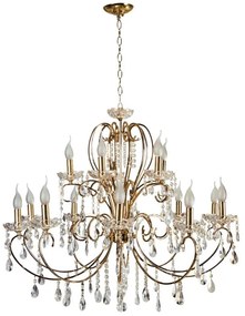 Candellux Zlatý krištáľový luster Aurora pre žiarovku 15x E14 30-99801