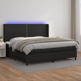 Boxspring posteľ s matracom a LED čierna 200x200 cm umelá koža 3139343