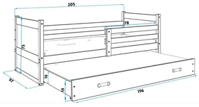 Detská posteľ s výsuvnou posteľou RICO 200x90 cm Biela Sivá