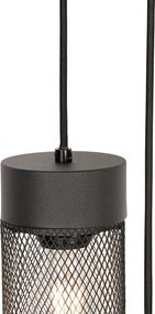 Priemyselné závesné svietidlo čierne 3-svetlo - Jim