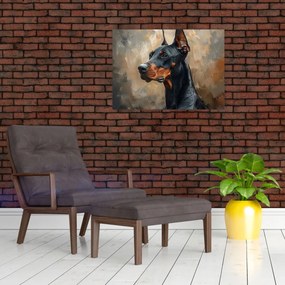 Sklenený obraz - Portrét Dobermana (70x50 cm)
