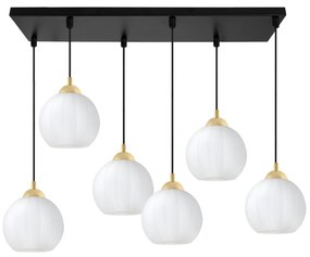 Závesné svietidlo Costa, 6x biele sklenené tienidlo, b/g