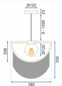 Toolight Toolight, závesné svietidlo 1xE27, APP779-3C, zlatá-čierna, OSW-07003