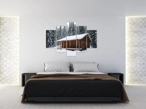 Obraz - Zasnežená chata (150x105 cm)
