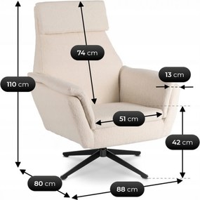 Otočné křeslo Terry bouclé béžové/černé