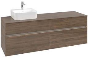 VILLEROY &amp; BOCH Collaro závesná skrinka pod umývadlo na dosku (umývadlo vľavo), 4 zásuvky, s LED osvetlením, 1600 x 500 x 548 mm, Arizona Oak, C105B0VH