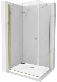 Mexen Lima sprchovací kút 70x80cm, 6mm sklo, zlatý profil - číre sklo + Slim sprchová vanička - 856-070-080-50-00-4010