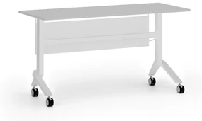 Mobilný stôl PRIMO MOVE, 1400 x 600 mm, biela podnož, sivá