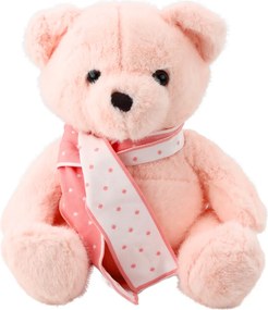 LEAN Toys Plyšový medvedík so šálom ružový 35 cm