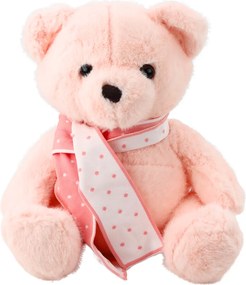 LEAN Toys Plyšový medvedík so šálom ružový 35 cm
