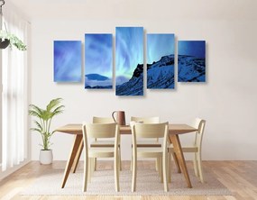 5-dielny obraz severské polárne svetlo - 200x100