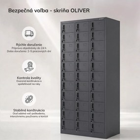 Antracitová pracovná ukladacia skriňa: OLIVER, 900 x 1850 x 450 mm