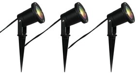 Sada 3 inteligentných záhradných bodových svetiel čierna vrátane kábla a zástrčky 200 cm IP65 vrátane Zigbee GU10 - Basic