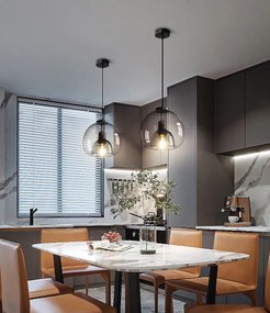Toolight - závesné sklenené svietidlo s dymového skla E27 60W APP1027-1CP, čierna, OSW-01154