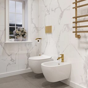 Rea Carter Rimless, závesné WC misa 490x370x325 mm + toaletné WC sedadlo, biela lesklá, REA-C1400
