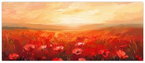 Obraz - Pole vlčích makov (120x50 cm)